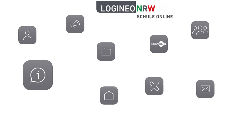 LOGINEO NRW Schule online, EDMOND, mehrere Piktrogramme