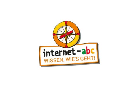 Logo Internet-ABC: Oben ein gelb-orangener Kompass, unten die Wortmarke. Darunter der Text: "Wissen, wie's geht"
